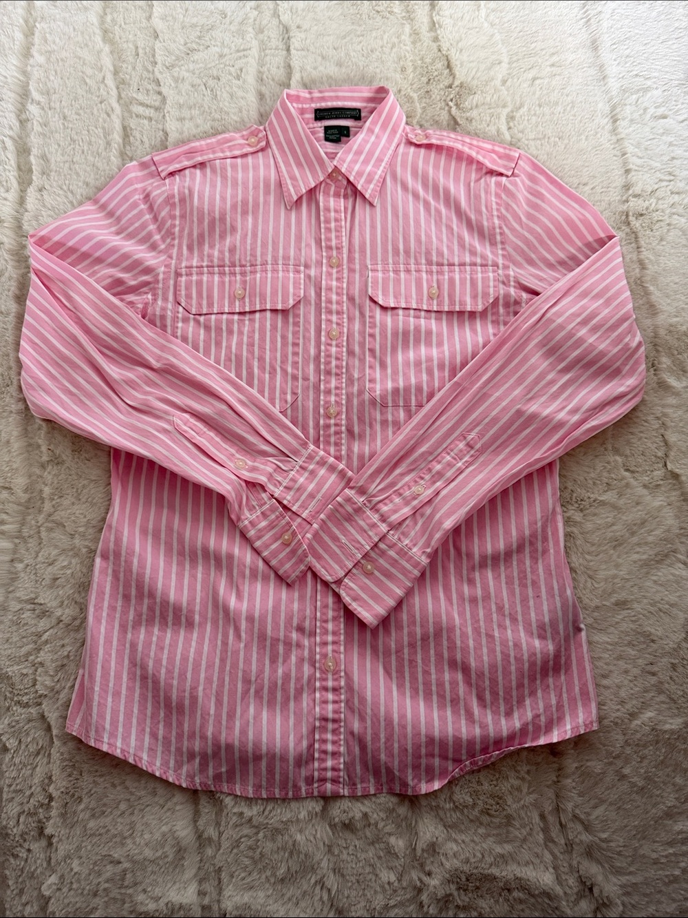 Ralph Lauren Pink & White Striped Button-Down Shirt